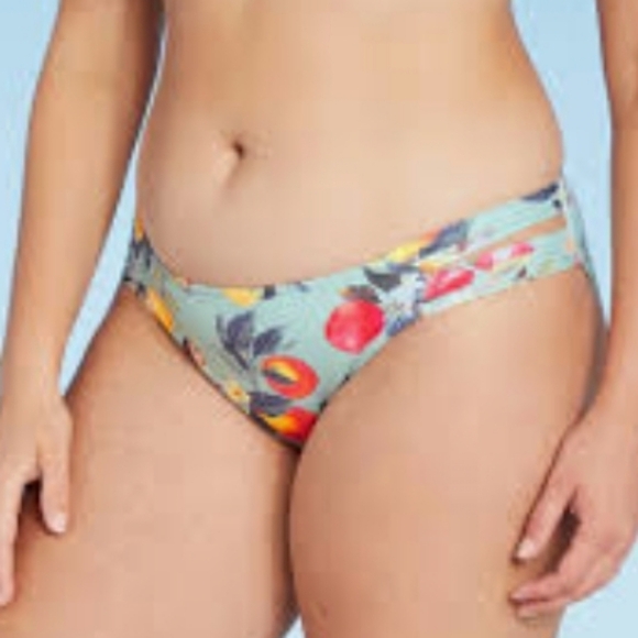 Kona Sol Double Tab Medium Coverage  Hipster Bikini Bottom Floral & Fruit XL # - Picture 2 of 12